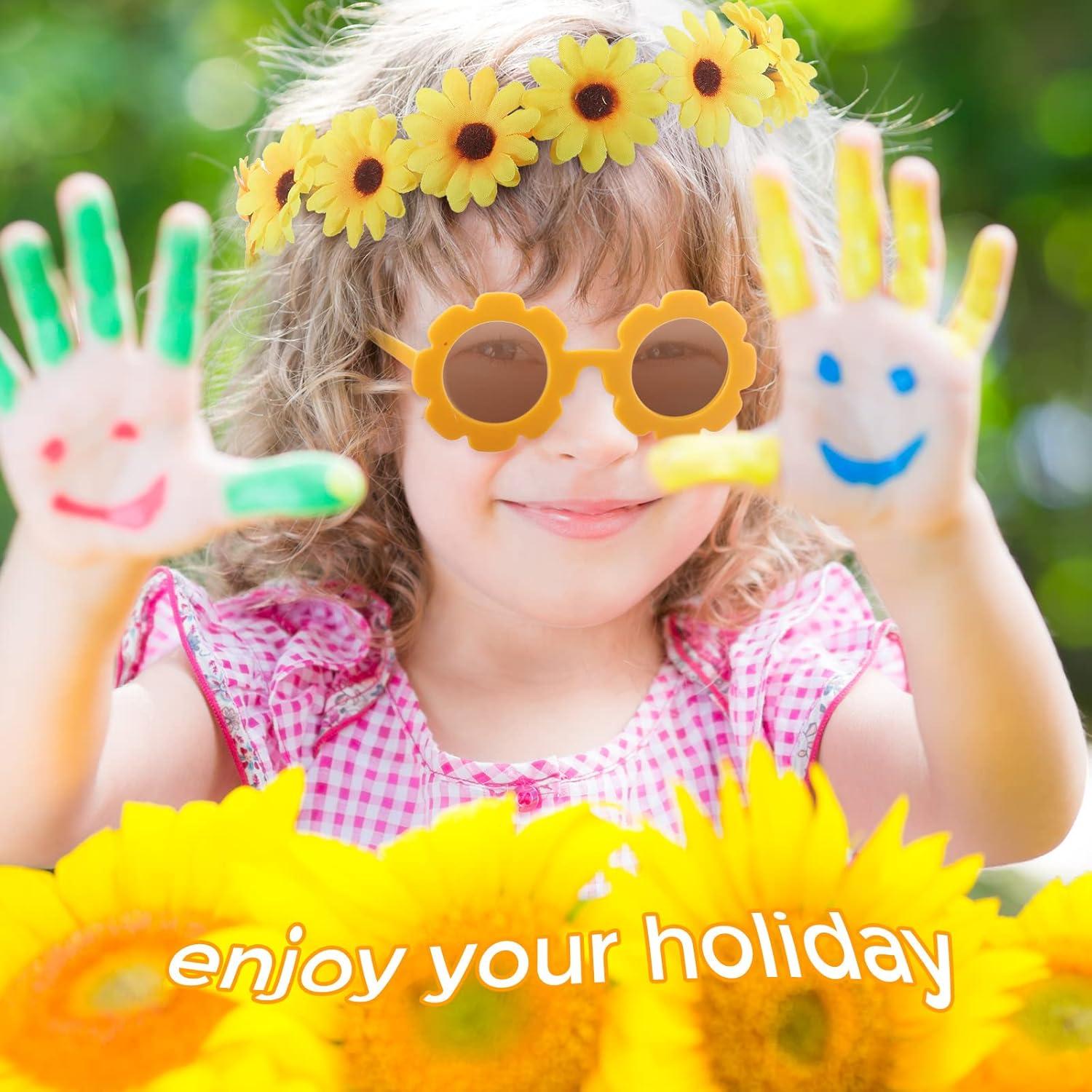 Gafas de sol retro con diademas de flores para fiesta