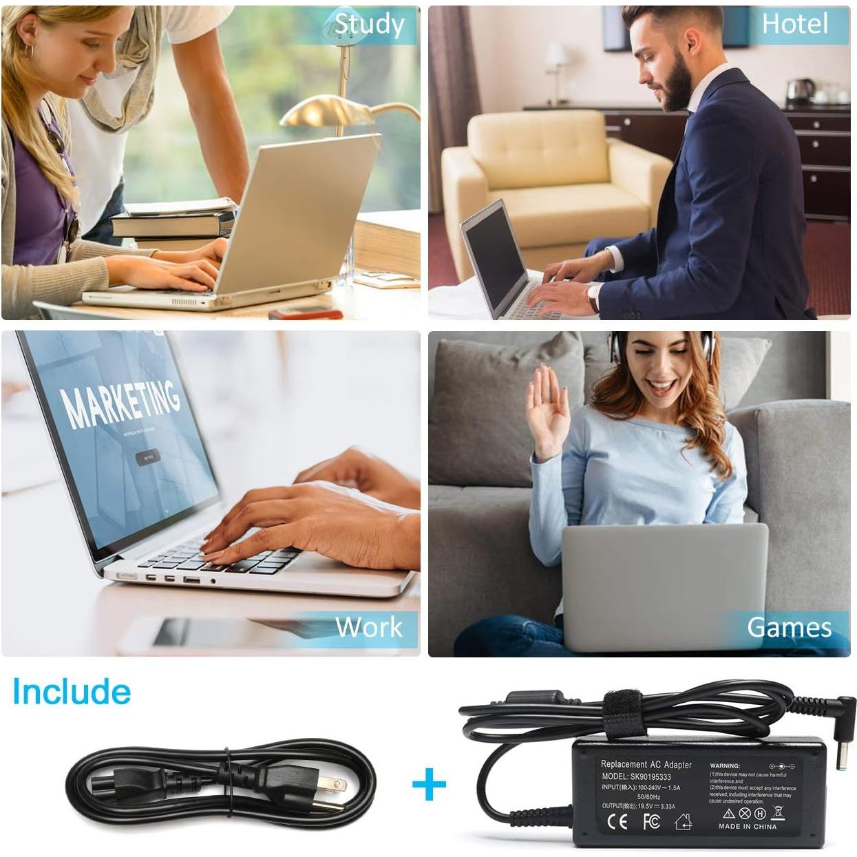 Cargador AC 65W HP ProBook Elitebook 450 840 850 Punta Azul