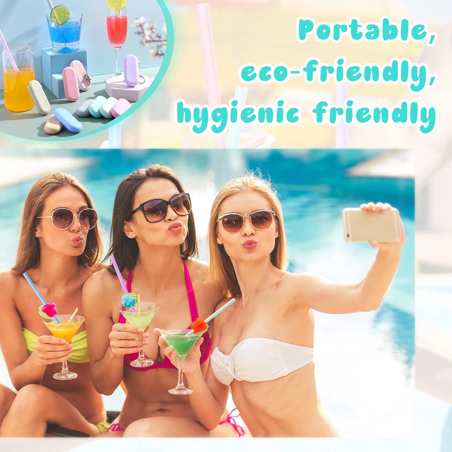 Pajitas de Silicona Reutilizables Irenare 20 Sets con Estuche