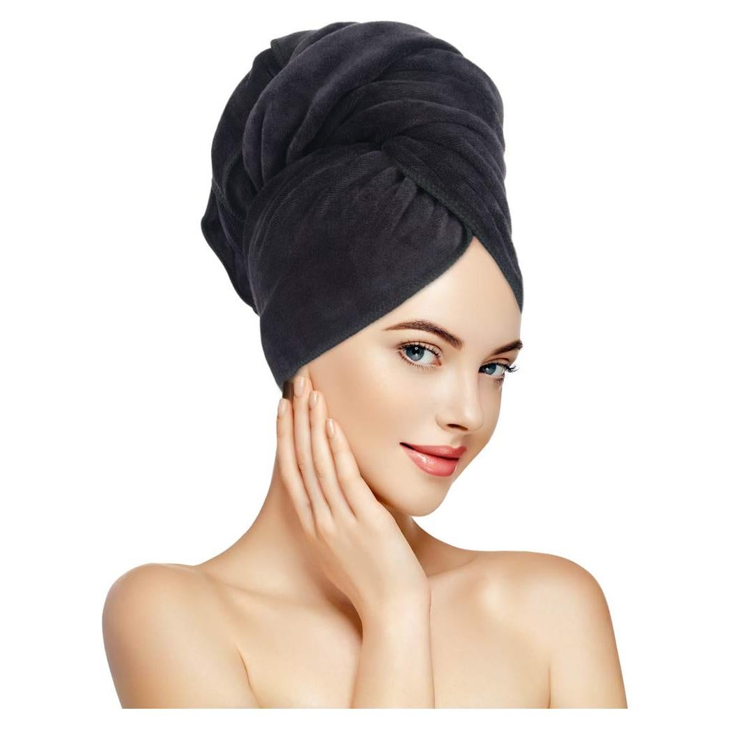 Toalla de Microfibra SUNLAND para Secado Rápido de Cabello 61x109 cm Negra