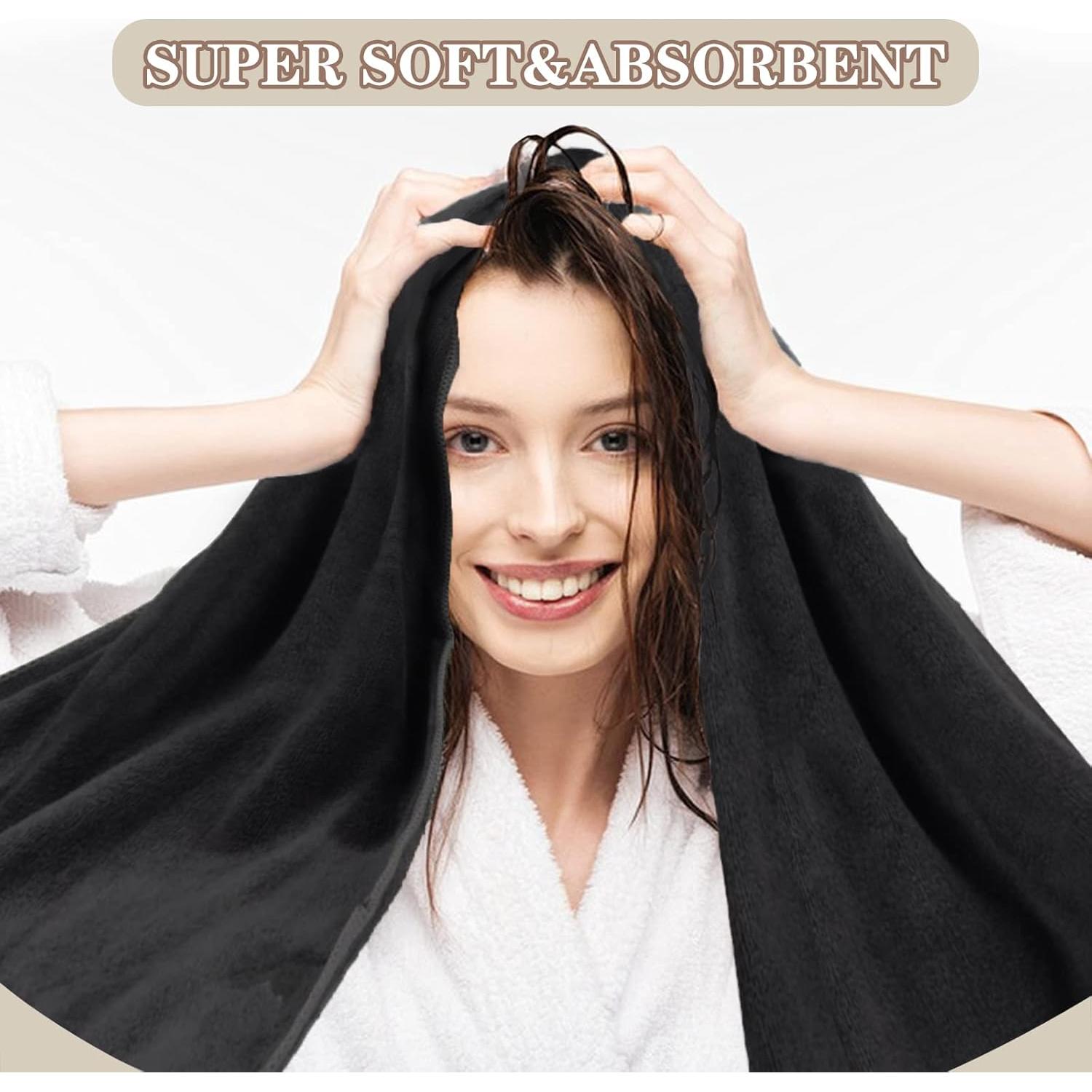 Toalla de Microfibra SUNLAND para Secado Rápido de Cabello 61x109 cm Negra