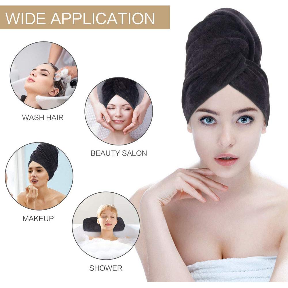 Toalla de Microfibra SUNLAND para Secado Rápido de Cabello 61x109 cm Negra