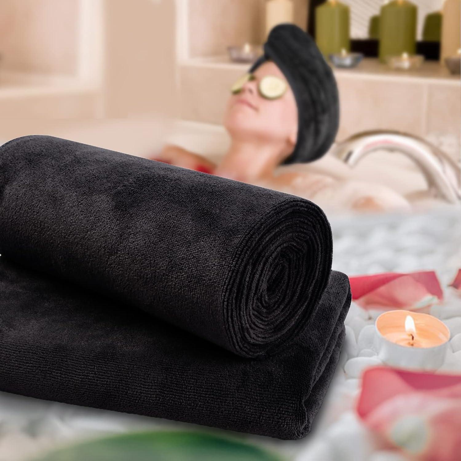 Toalla de Microfibra SUNLAND para Secado Rápido de Cabello 61x109 cm Negra