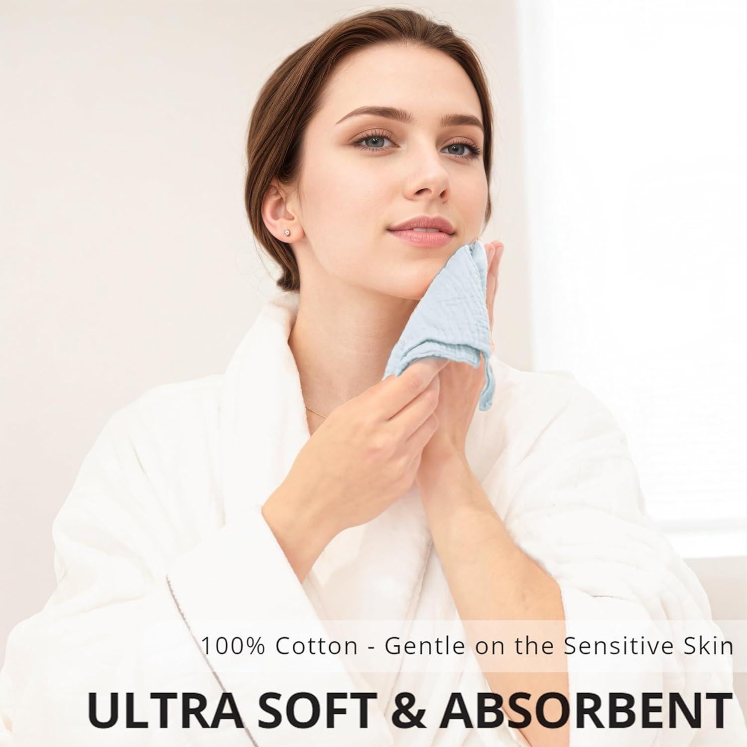 Konssy Paquete de 6 Toallas Faciales de Algodón 28x28 cm