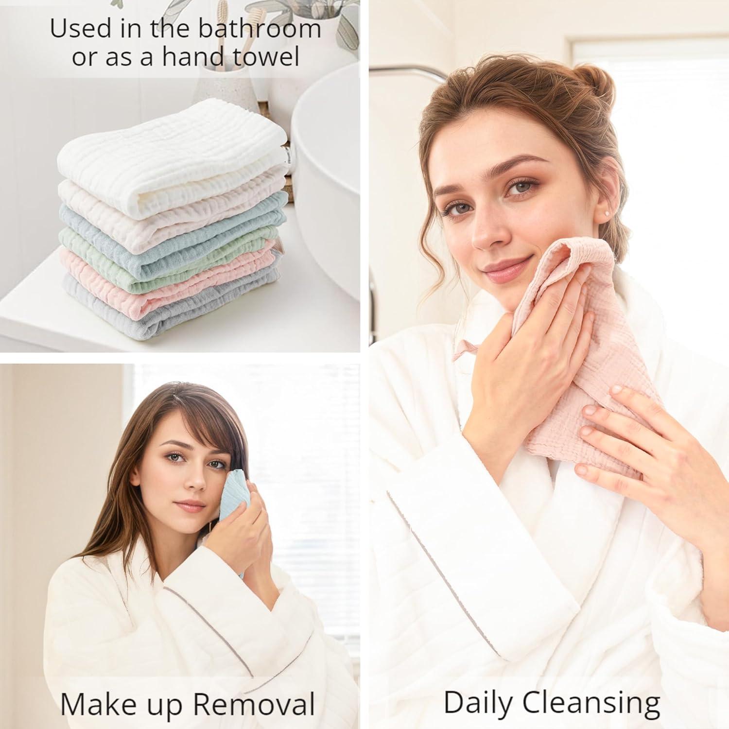 Konssy Paquete de 6 Toallas Faciales de Algodón 28x28 cm