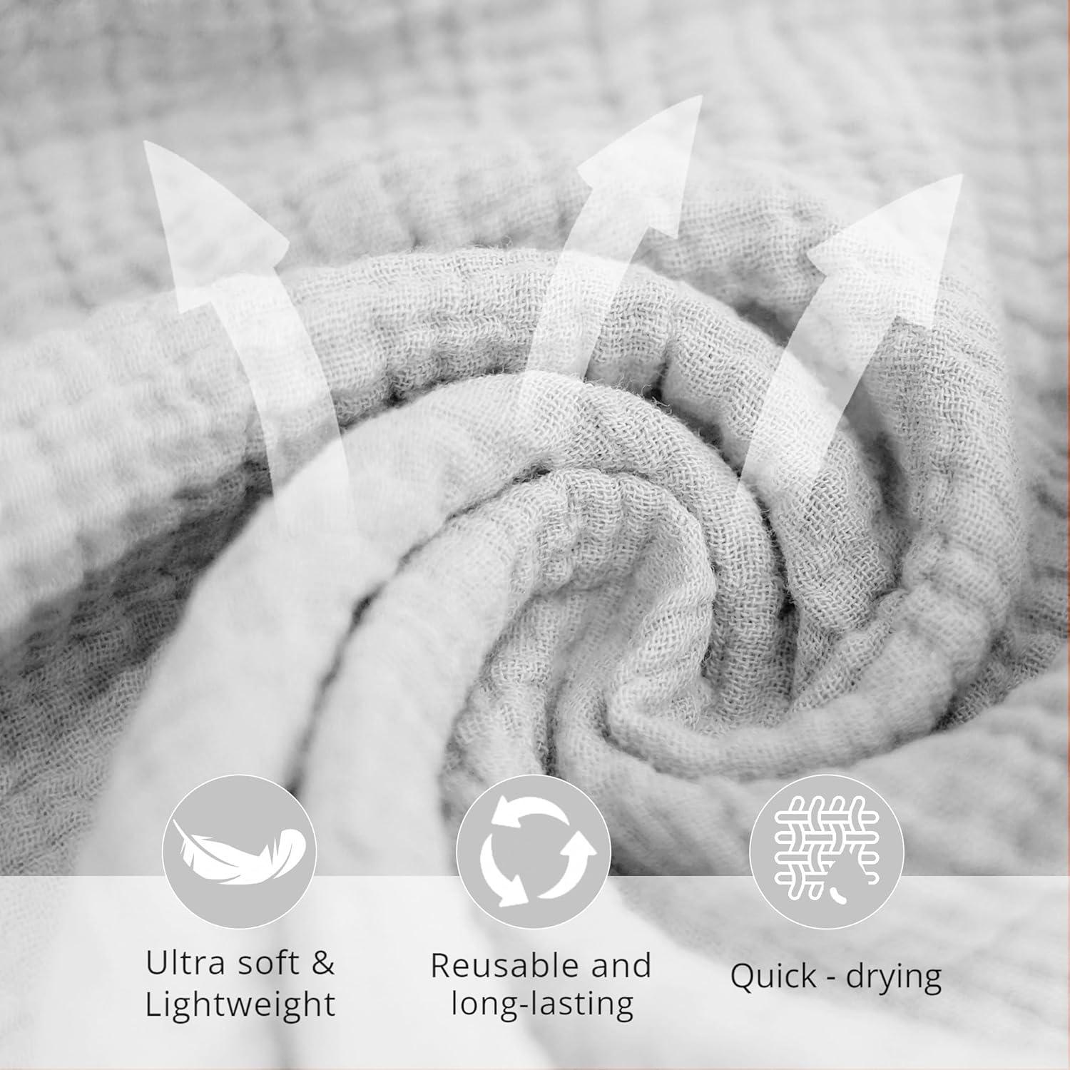 Konssy Paquete de 6 Toallas Faciales de Algodón 28x28 cm