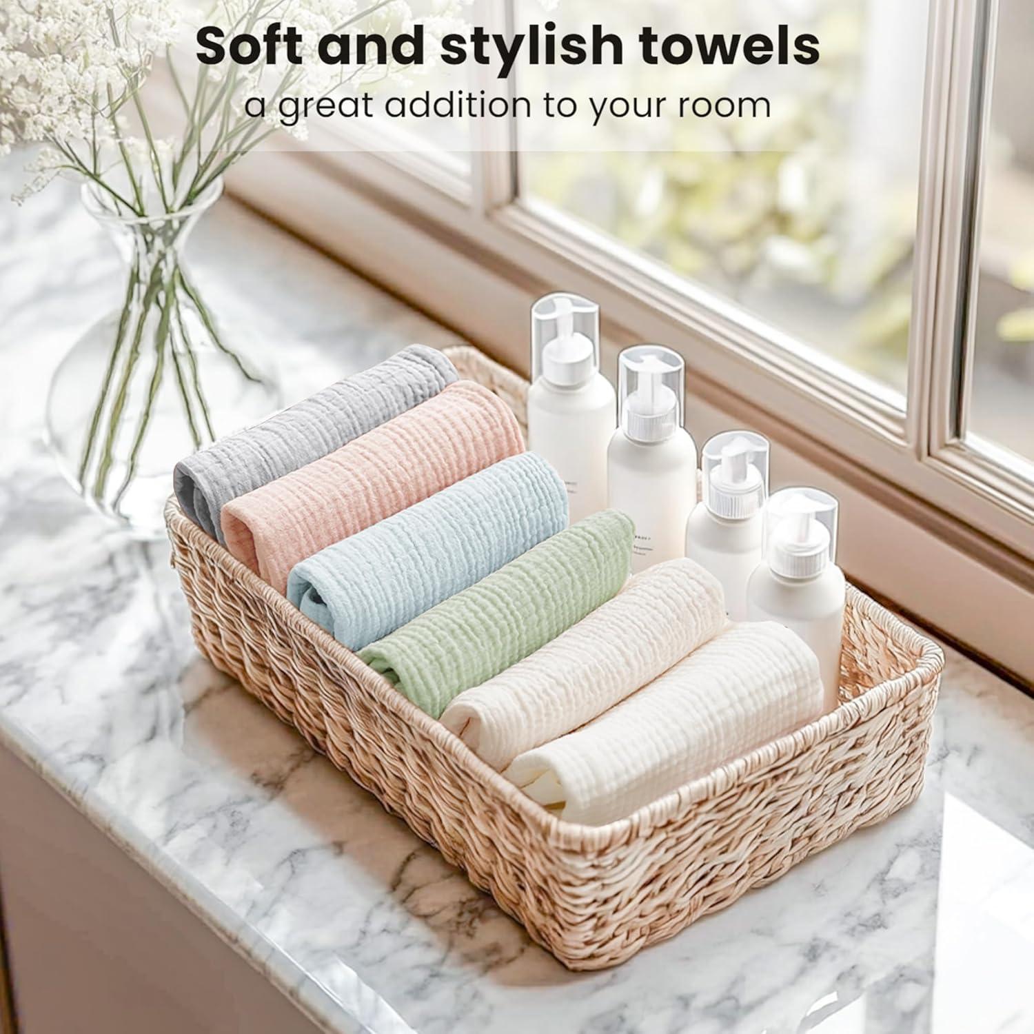 Konssy Paquete de 6 Toallas Faciales de Algodón 28x28 cm