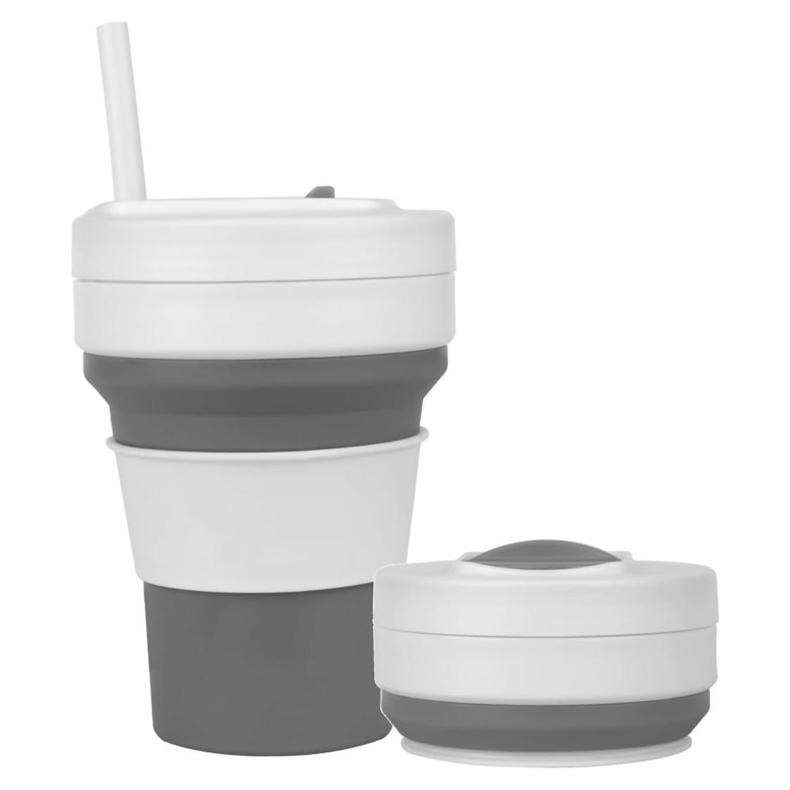 Taza de Viaje Plegable CYNROFVEN Silicona 350ml Gris