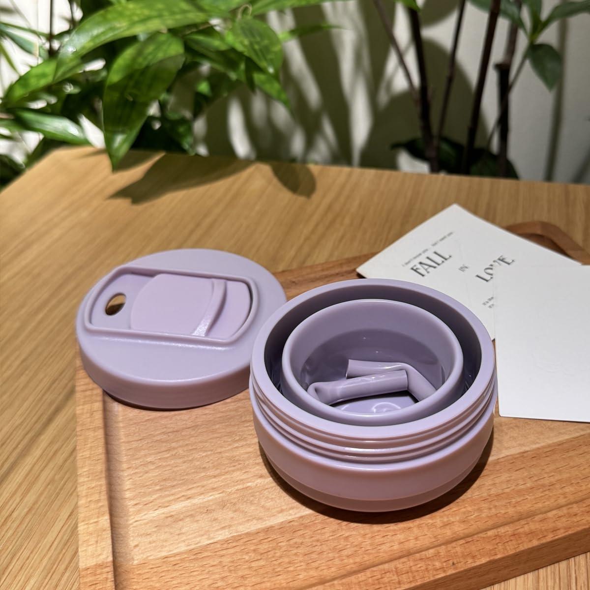 Taza de Viaje Plegable CYNROFVEN Silicona 350ml Gris