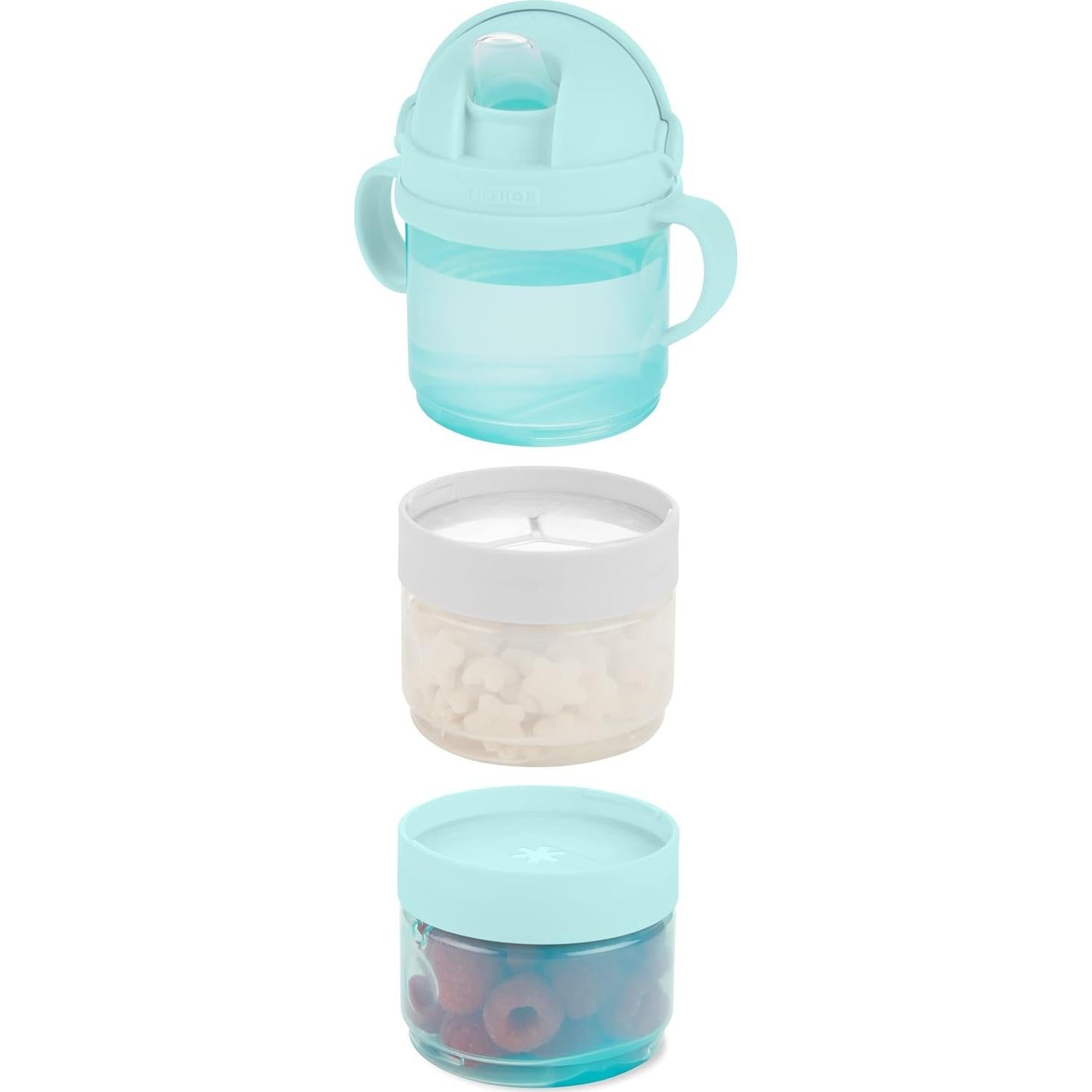 Set de Comida 7 Piezas Skip Hop Sip-to-Snack Teal/Gris