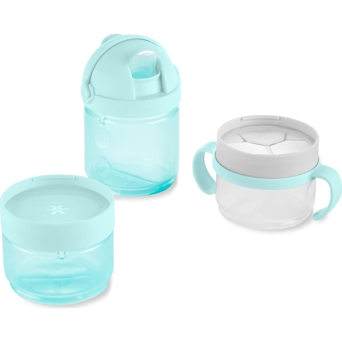 Set de Comida 7 Piezas Skip Hop Sip-to-Snack Teal/Gris