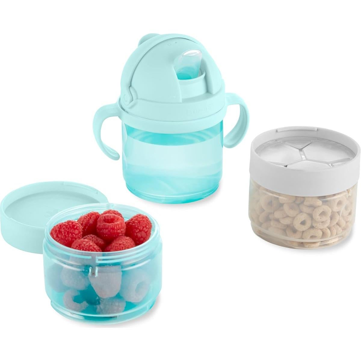Set de Comida 7 Piezas Skip Hop Sip-to-Snack Teal/Gris