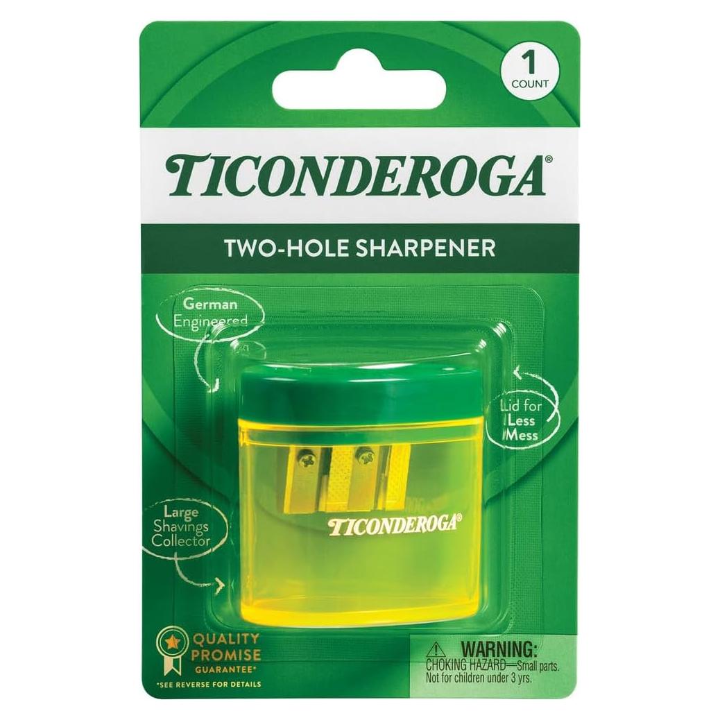 Sacapuntas Ticonderoga 2 Agujeros Amarillo Verde Ergonómico