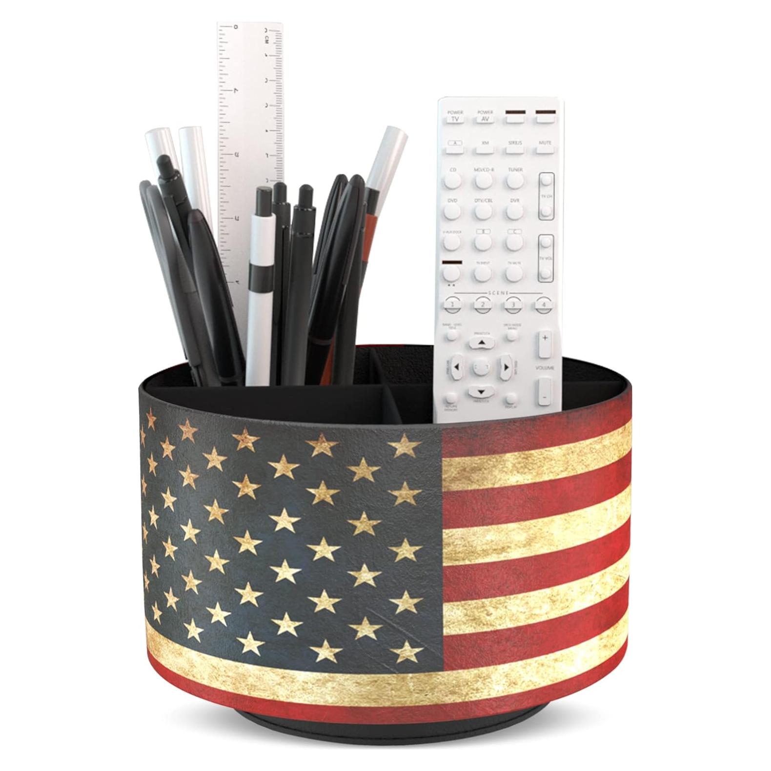 Organizador de Escritorio Hennaja Cuero Redondo 4 Compartimentos