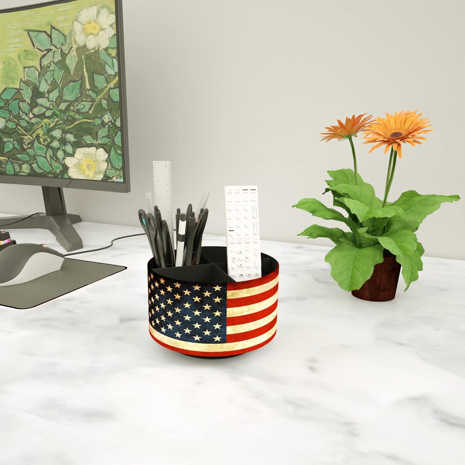 Organizador de Escritorio Hennaja Cuero Redondo 4 Compartimentos