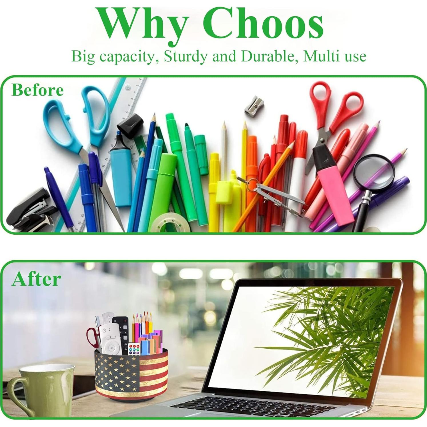 Organizador de Escritorio Hennaja Cuero Redondo 4 Compartimentos