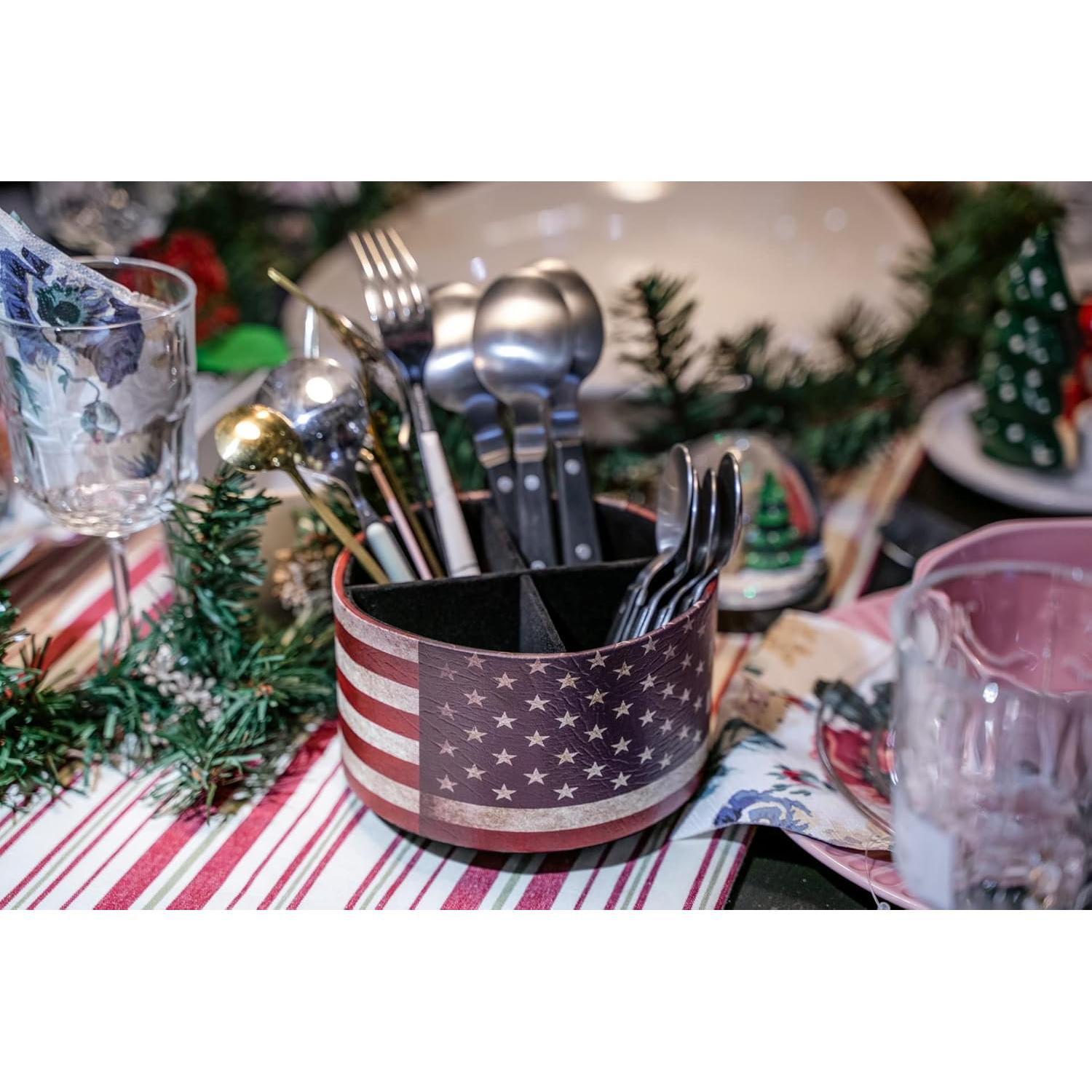 Organizador de Escritorio Hennaja Cuero Redondo 4 Compartimentos