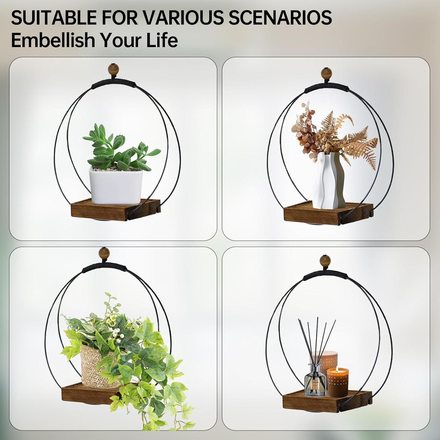 Maceta Colgante Adnkwolivt de Metal y Madera para Plantas