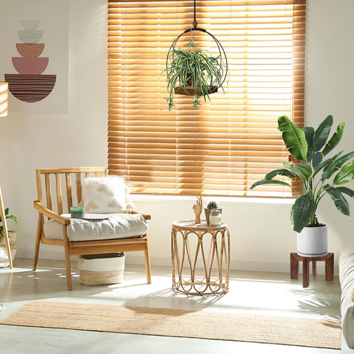 Maceta Colgante Adnkwolivt de Metal y Madera para Plantas