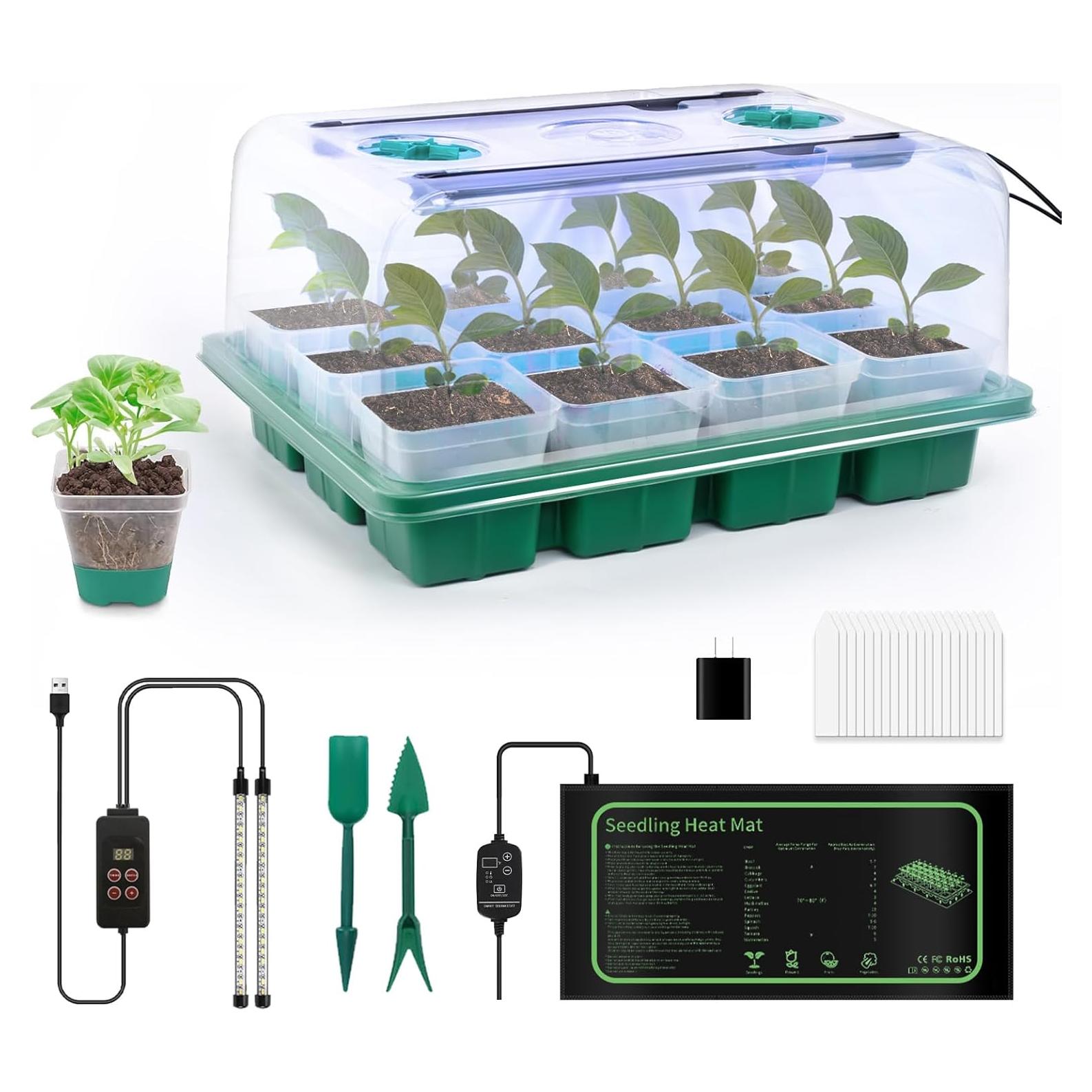 Kit de Inicio de Semillas joyhalo 12 Celdas con Luz y Calefacción