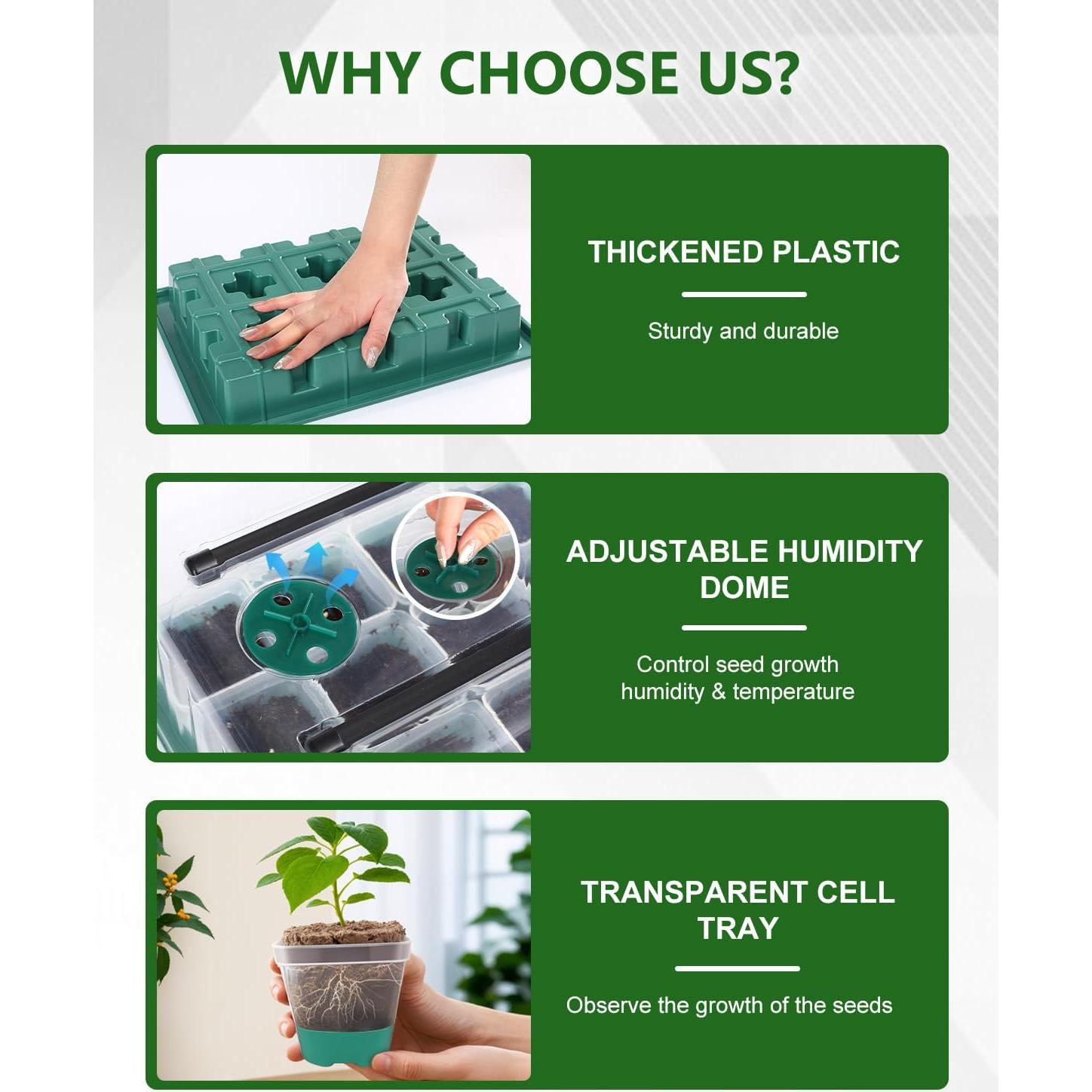 Kit de Inicio de Semillas joyhalo 12 Celdas con Luz y Calefacción