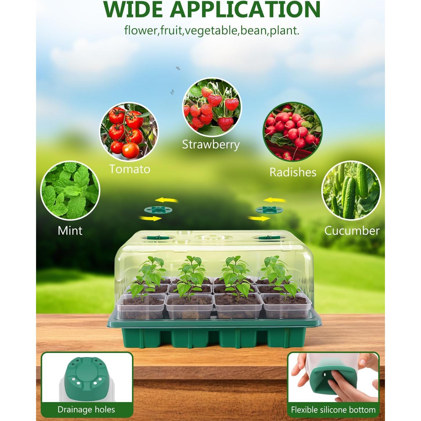 Kit de Inicio de Semillas joyhalo 12 Celdas con Luz y Calefacción