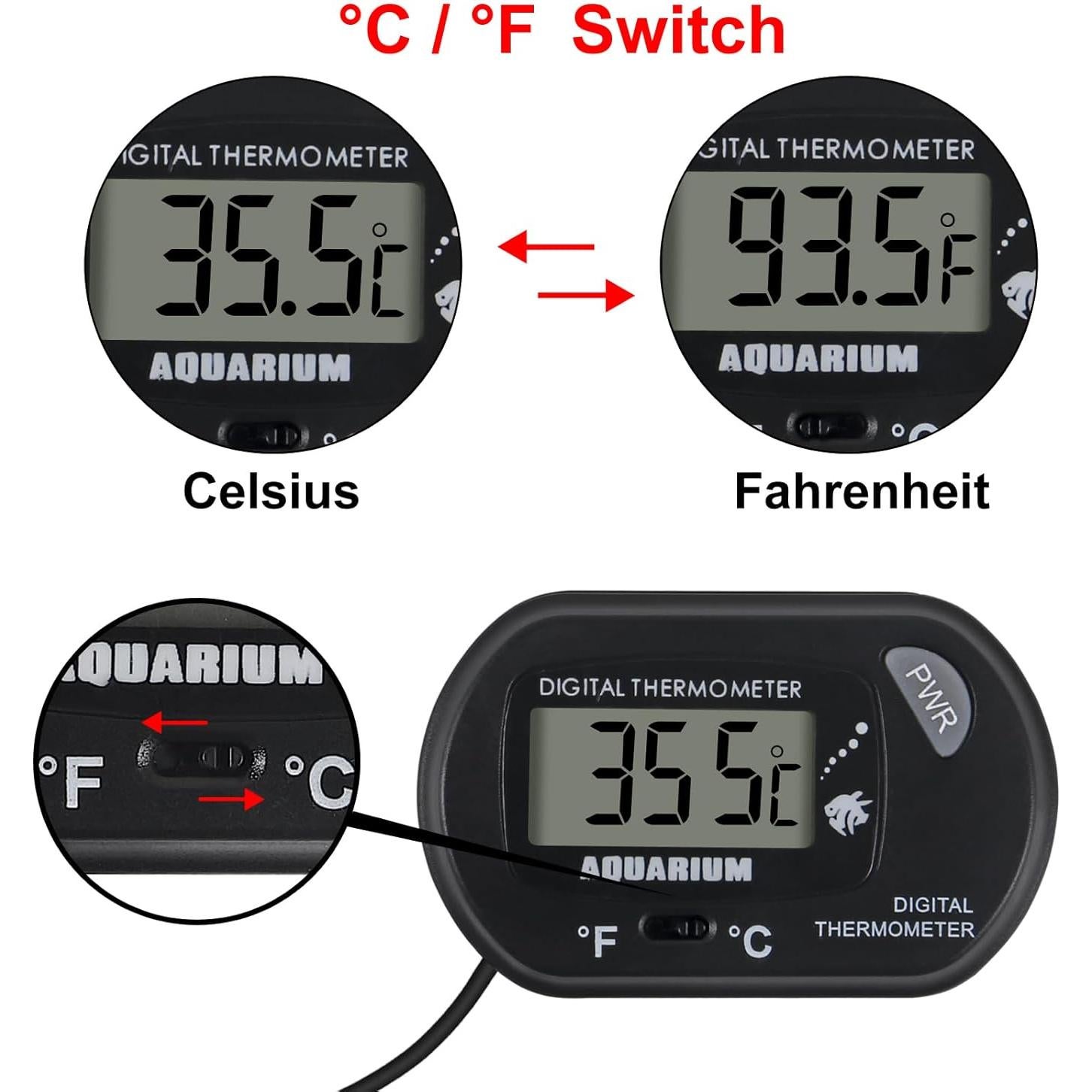 Termómetro Digital para Acuario DWEII ST-3 2Pack LCD Preciso