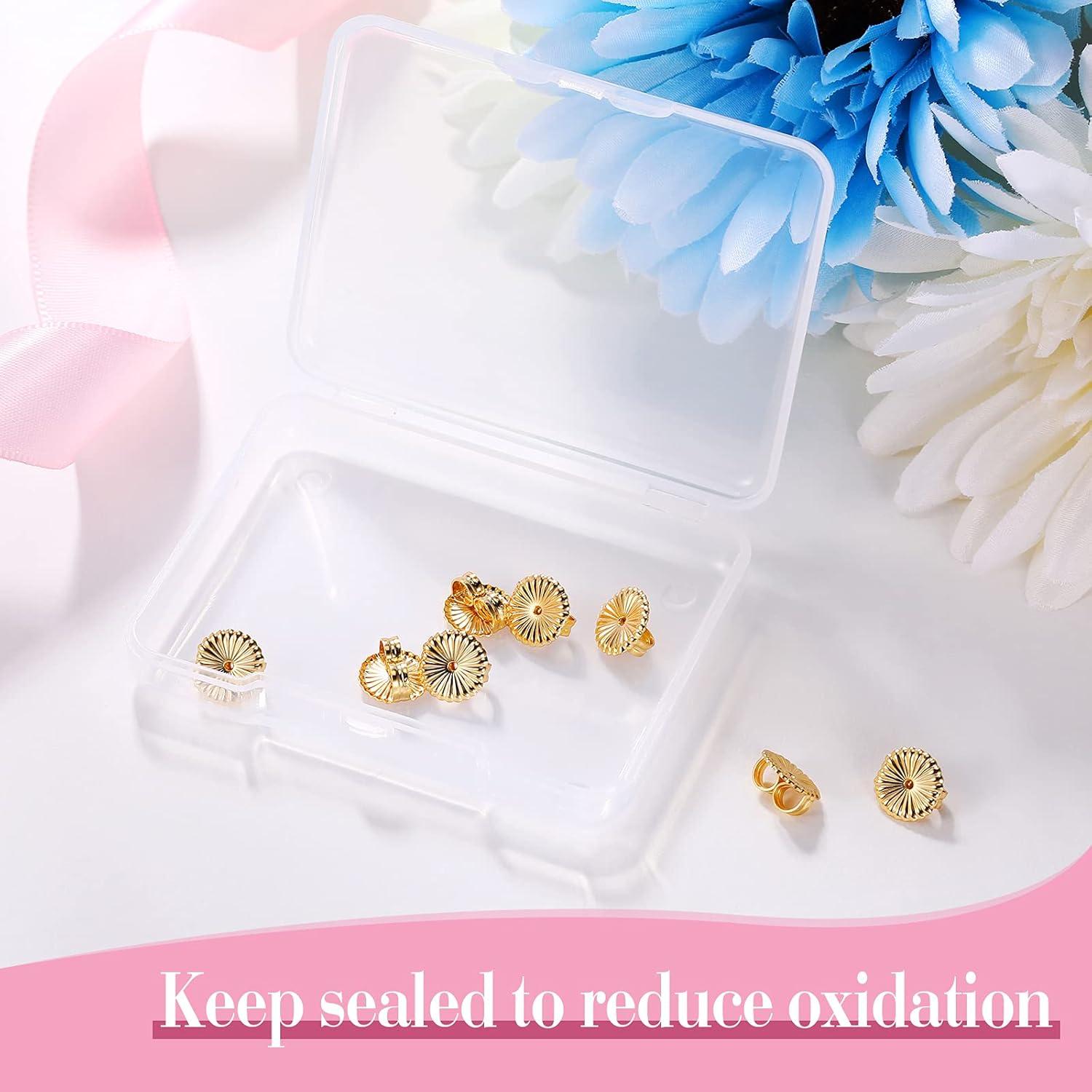 Hicarer 8 Pieces Earring Backs for Droopy Large Backs for Studs Replacement Secure Lifters for Heavy Earring(9 mm,Gold)