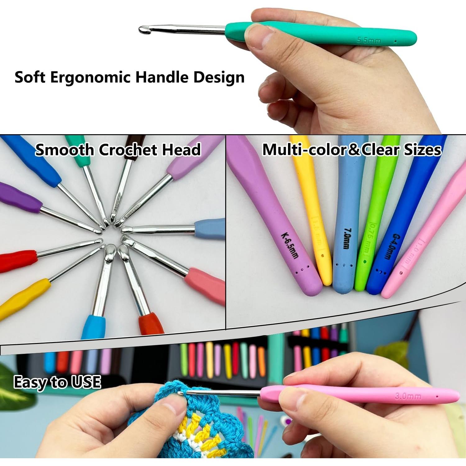 Set de Ganchillos Ergonómicos Hobekoee 22 Piezas 0.5-10mm