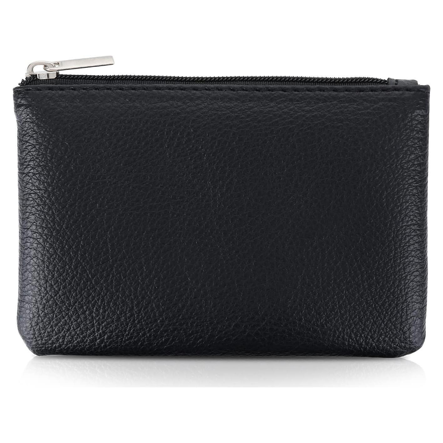 Monedero portátil TIESOME negro PU con cremallera 12x9 cm