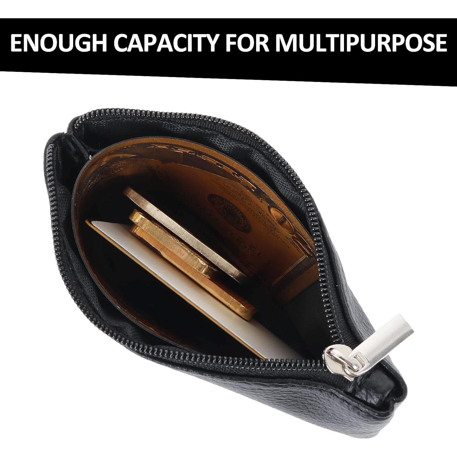 Monedero portátil TIESOME negro PU con cremallera 12x9 cm