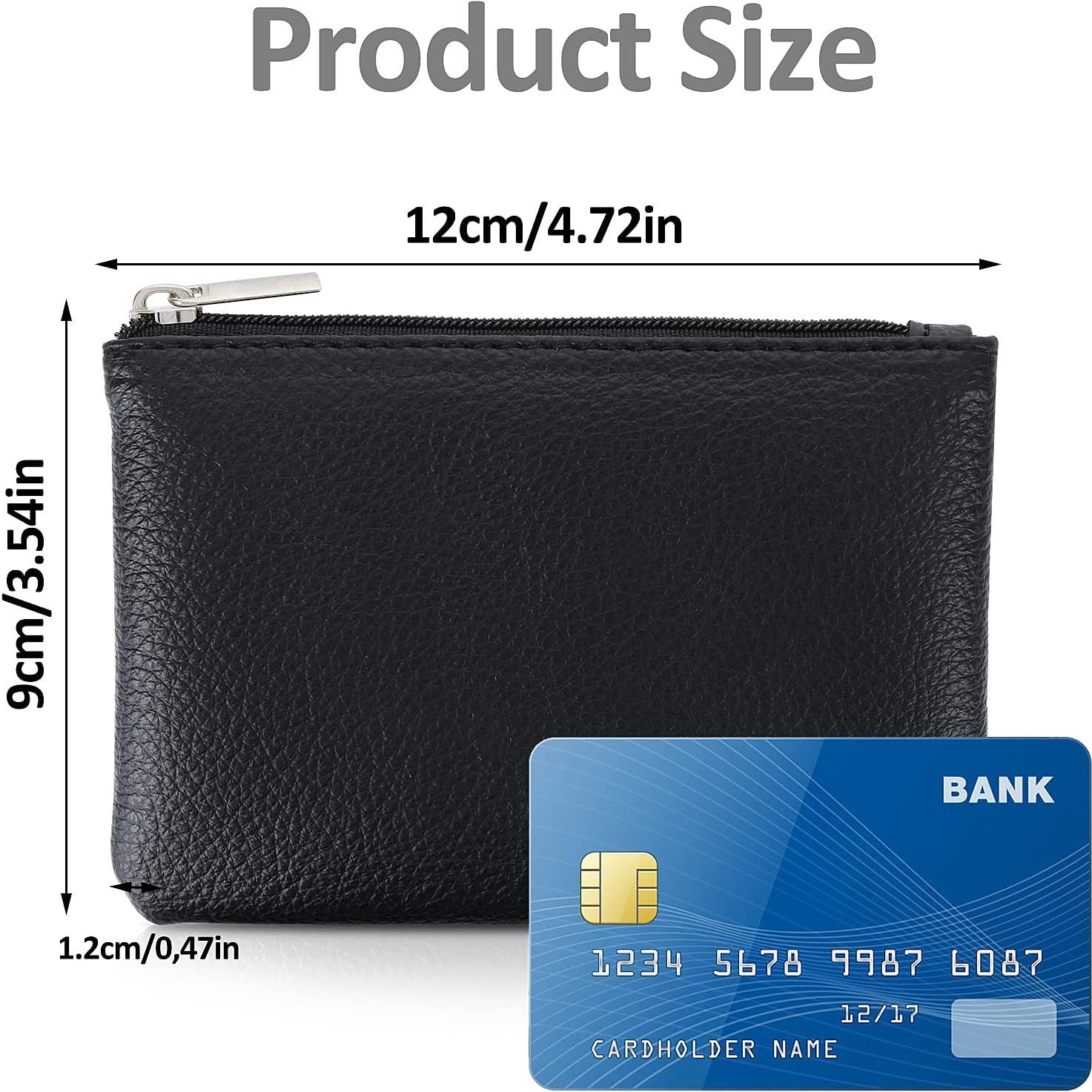 Monedero portátil TIESOME negro PU con cremallera 12x9 cm