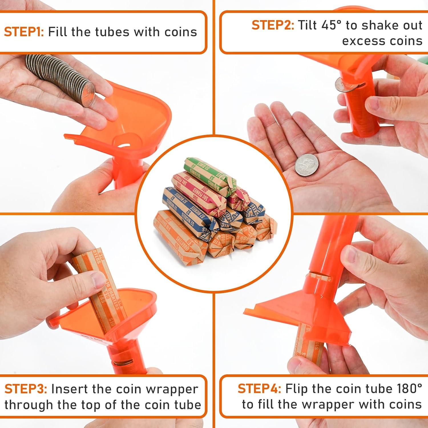 Juego de Tubos para Contar Monedas ESSENTIAL 4 Tubos y 100 Envolturas