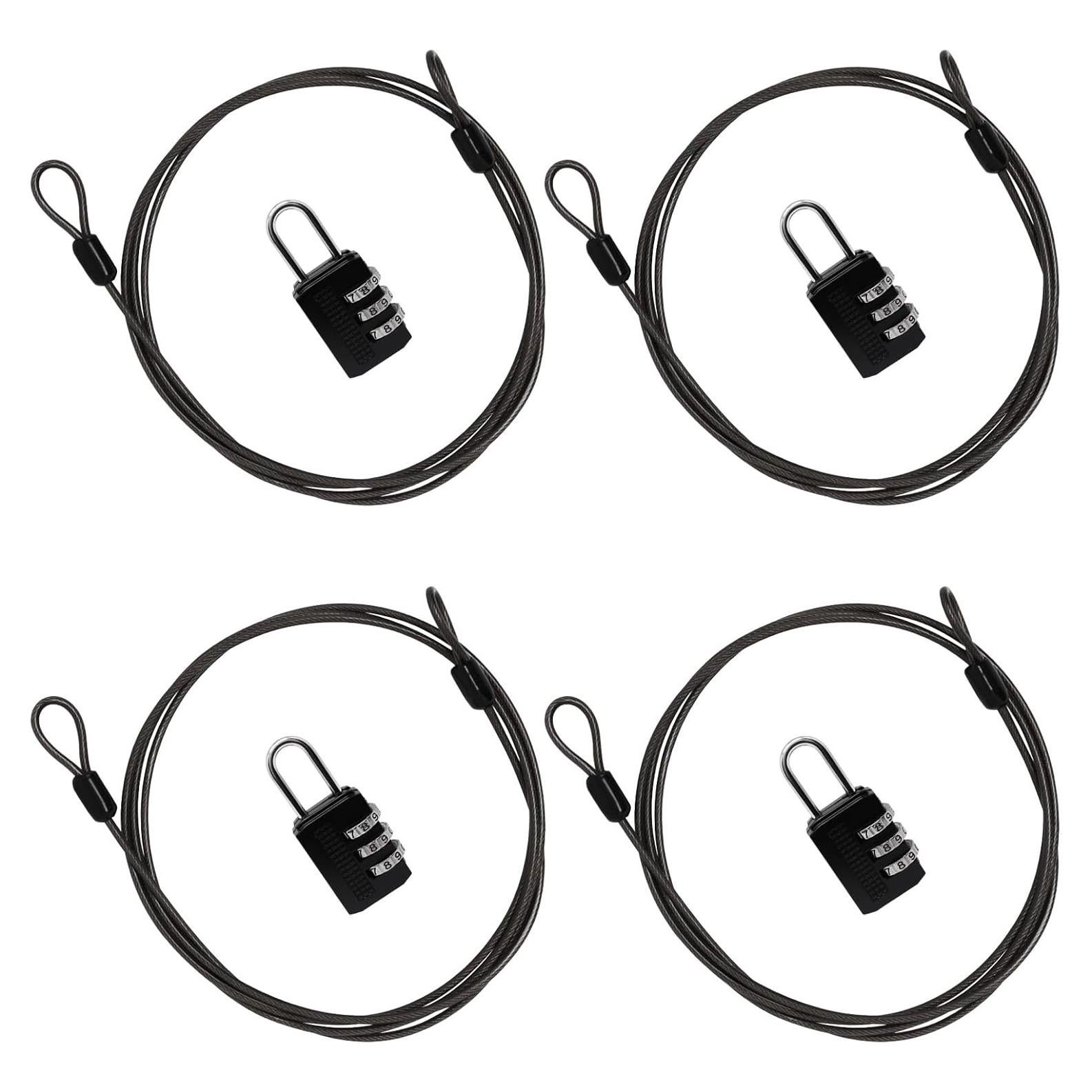 Cable de bloqueo de acero trenzado S SYDIEN 1.52 m negro (4 piezas)