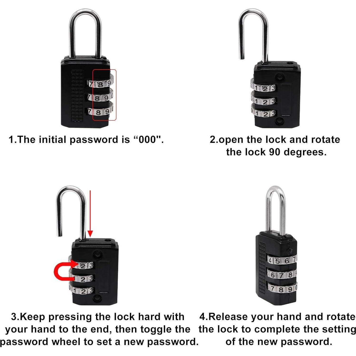 Cable de bloqueo de acero trenzado S SYDIEN 1.52 m negro (4 piezas)