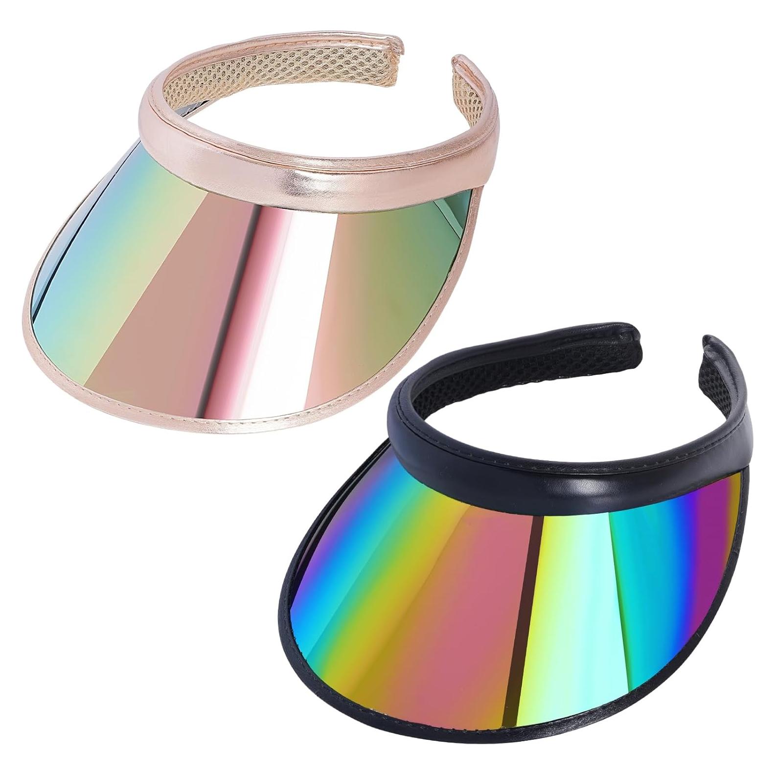Paquete de 2 Sombreros Visera de Sol UV Iridiscente Unisex