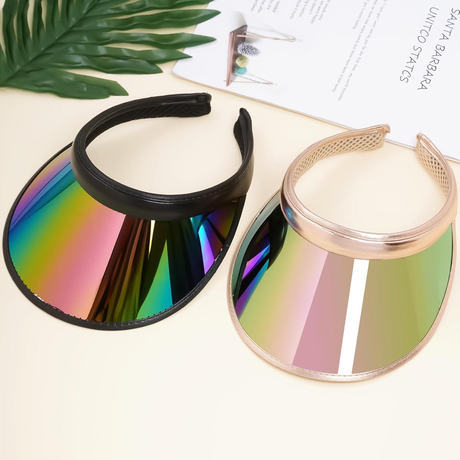 Paquete de 2 Sombreros Visera de Sol UV Iridiscente Unisex