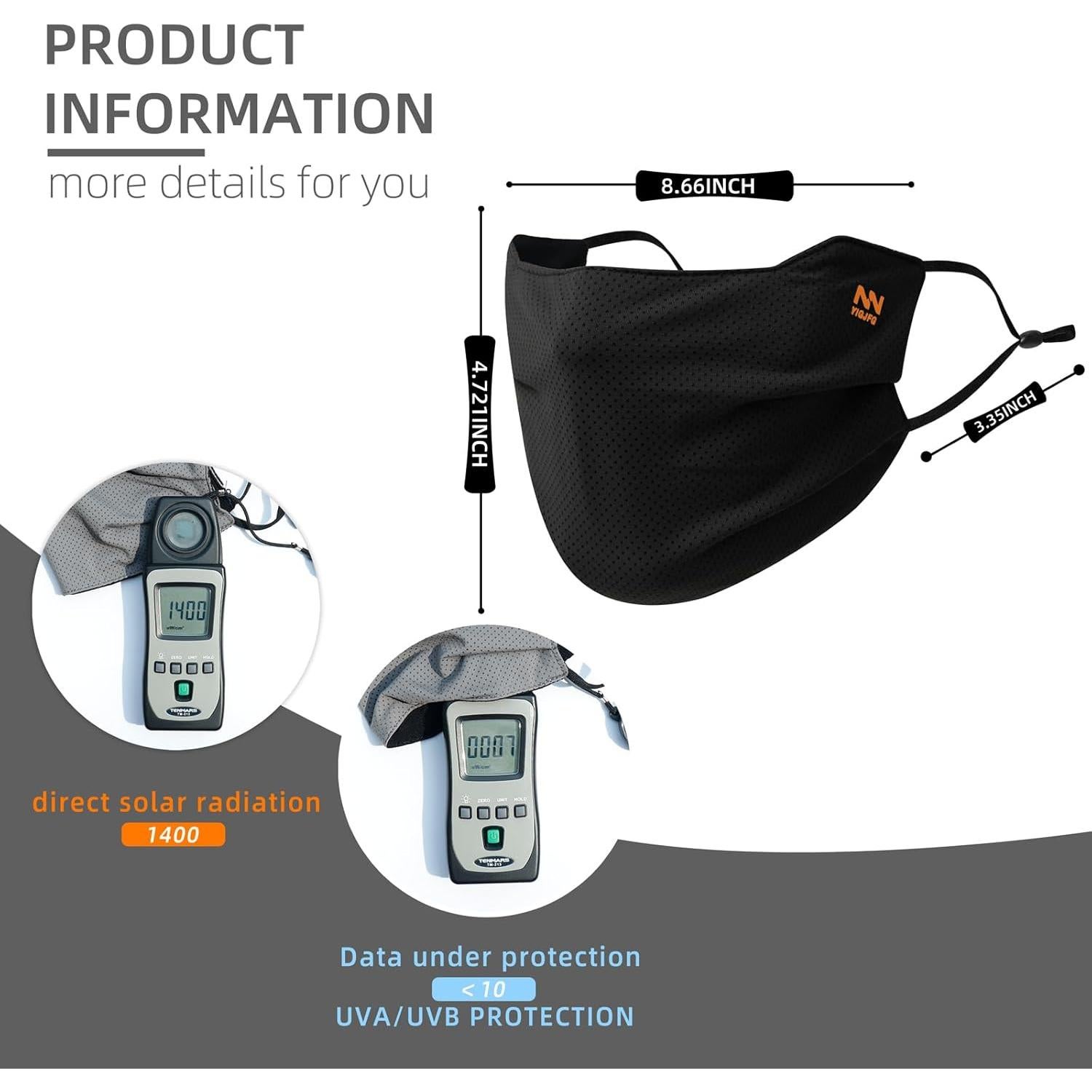 Escudo Facial UV Lavable Unisex Protección Solar Nylon