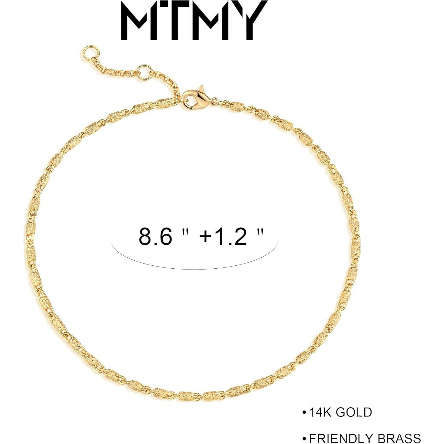 Pulsera de Tobillo MTMY Gold para Mujeres, Chapada en Oro 14K