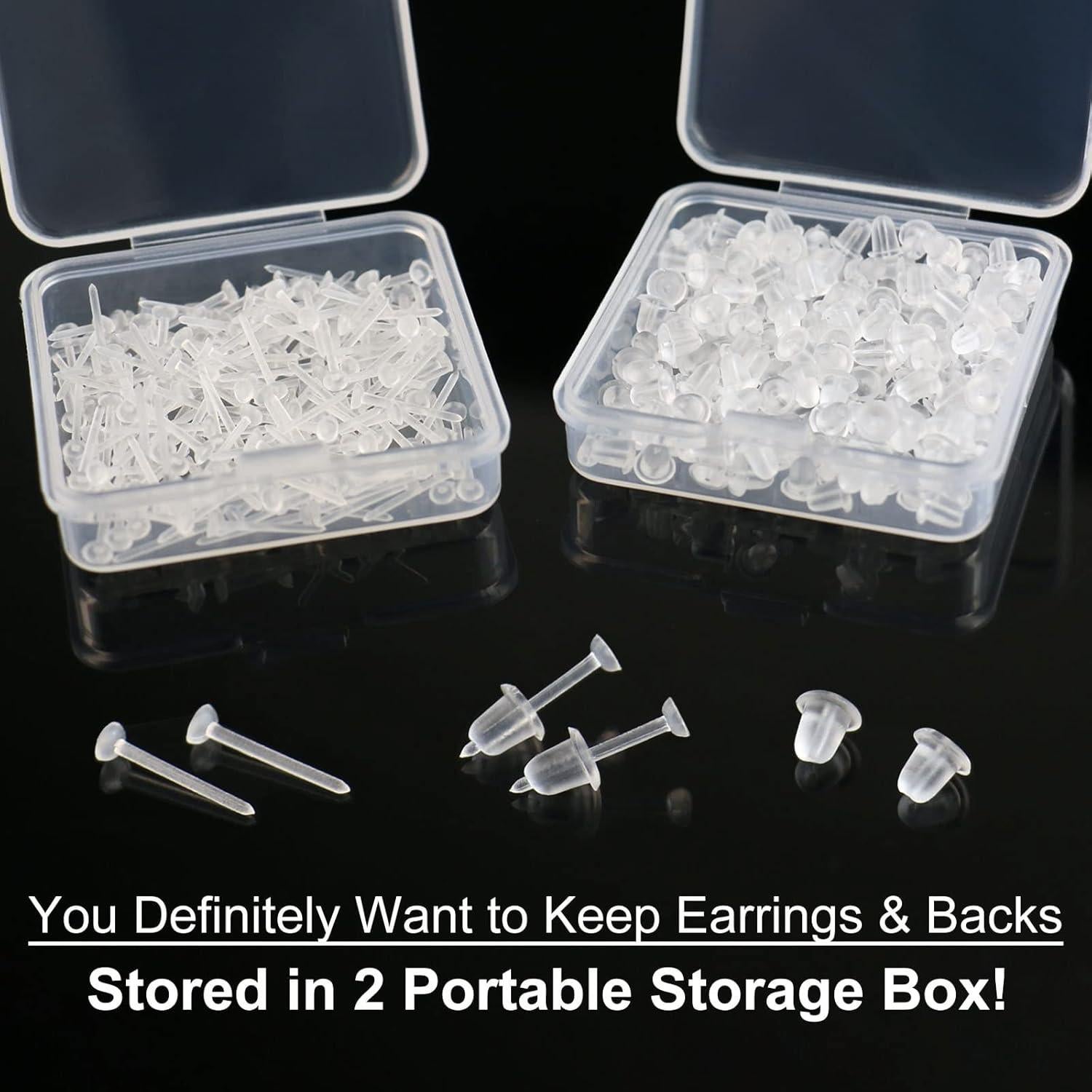 Pendientes Transparentes KMEOSCH 400 Piezas 20G para Oídos Sensibles
