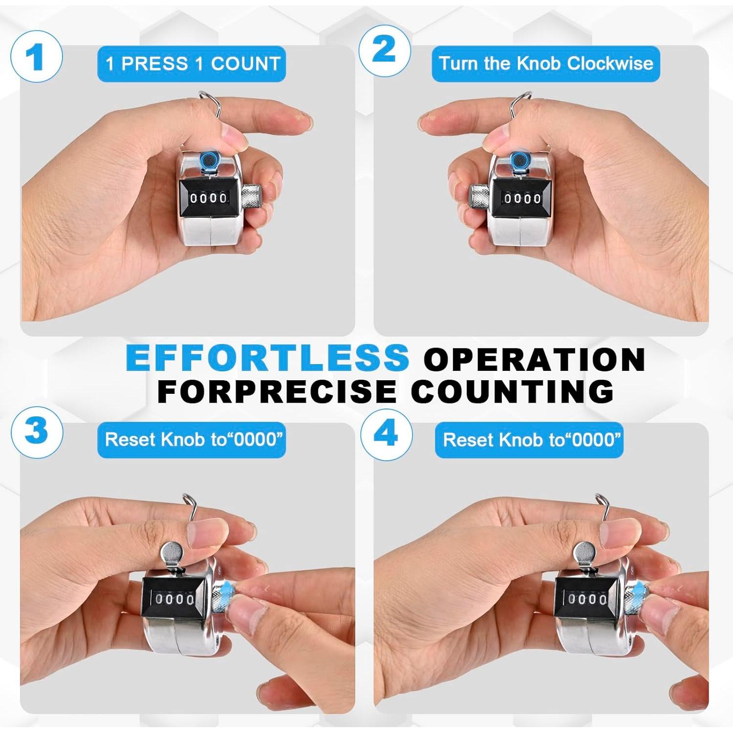 Contador de Tally de Metal TESEAS 4 Dígitos Manual