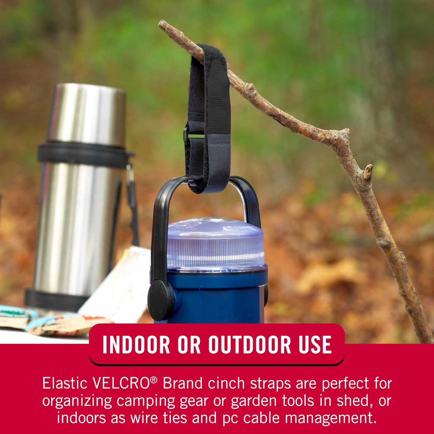 Correas Elásticas VELCRO 20.32cm Ajustables Paquete de 4 Negro