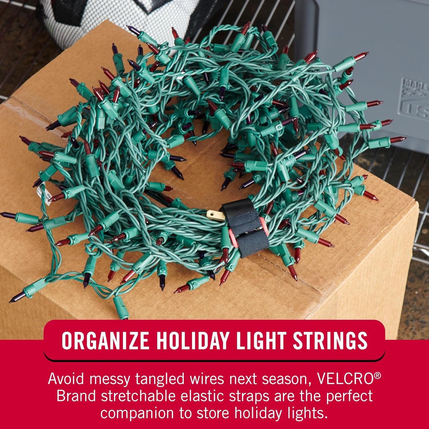 Correas Elásticas VELCRO 20.32cm Ajustables Paquete de 4 Negro