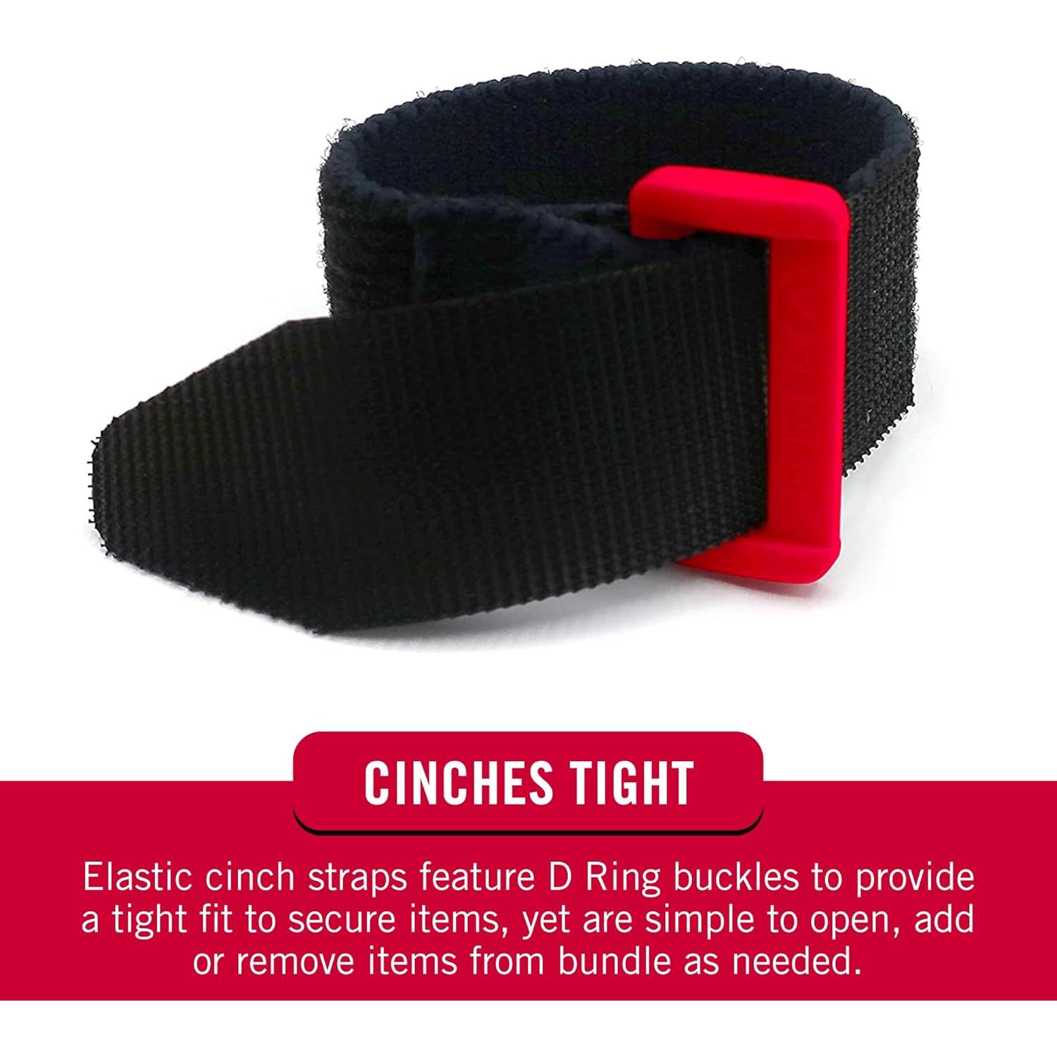 Correas Elásticas VELCRO 20.32cm Ajustables Paquete de 4 Negro