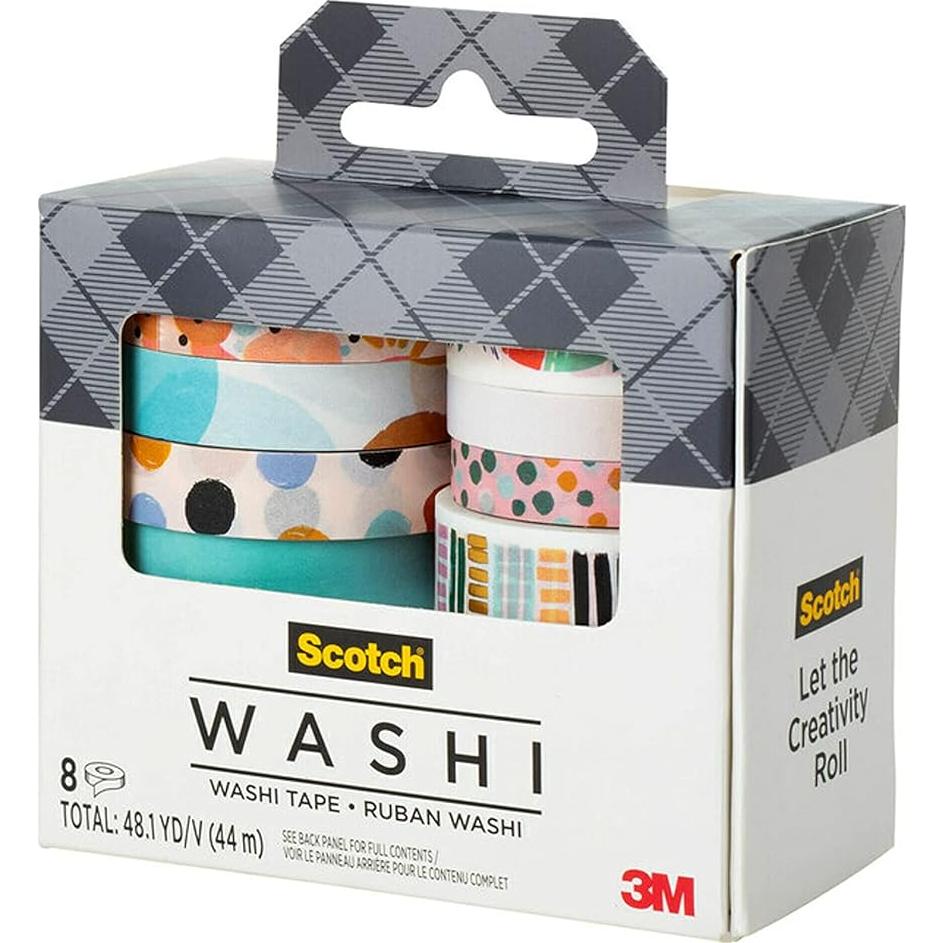 Cinta Washi Scotch Abstracto 8 Rollos 7-15mm para DIY