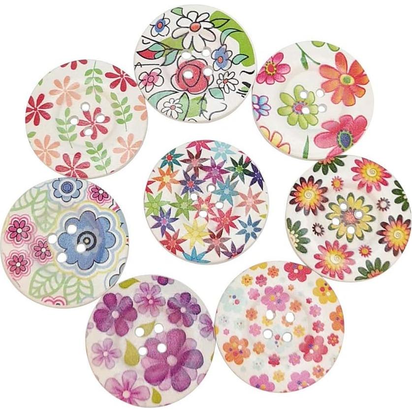 Botones de Madera Coloridos Chenkou Craft 25mm 40pcs