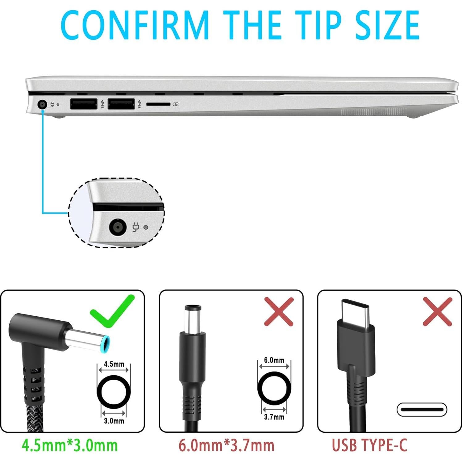 Cargador Laptop 65W HP Spectre Envy Pavilion 19.5V