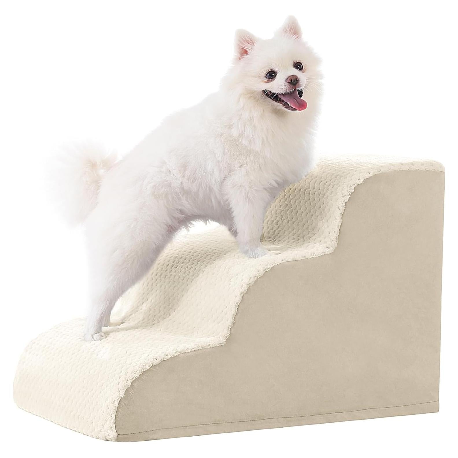 Escalera Curvada para Perros MIHIKK 3 Pasos Antideslizante Beige