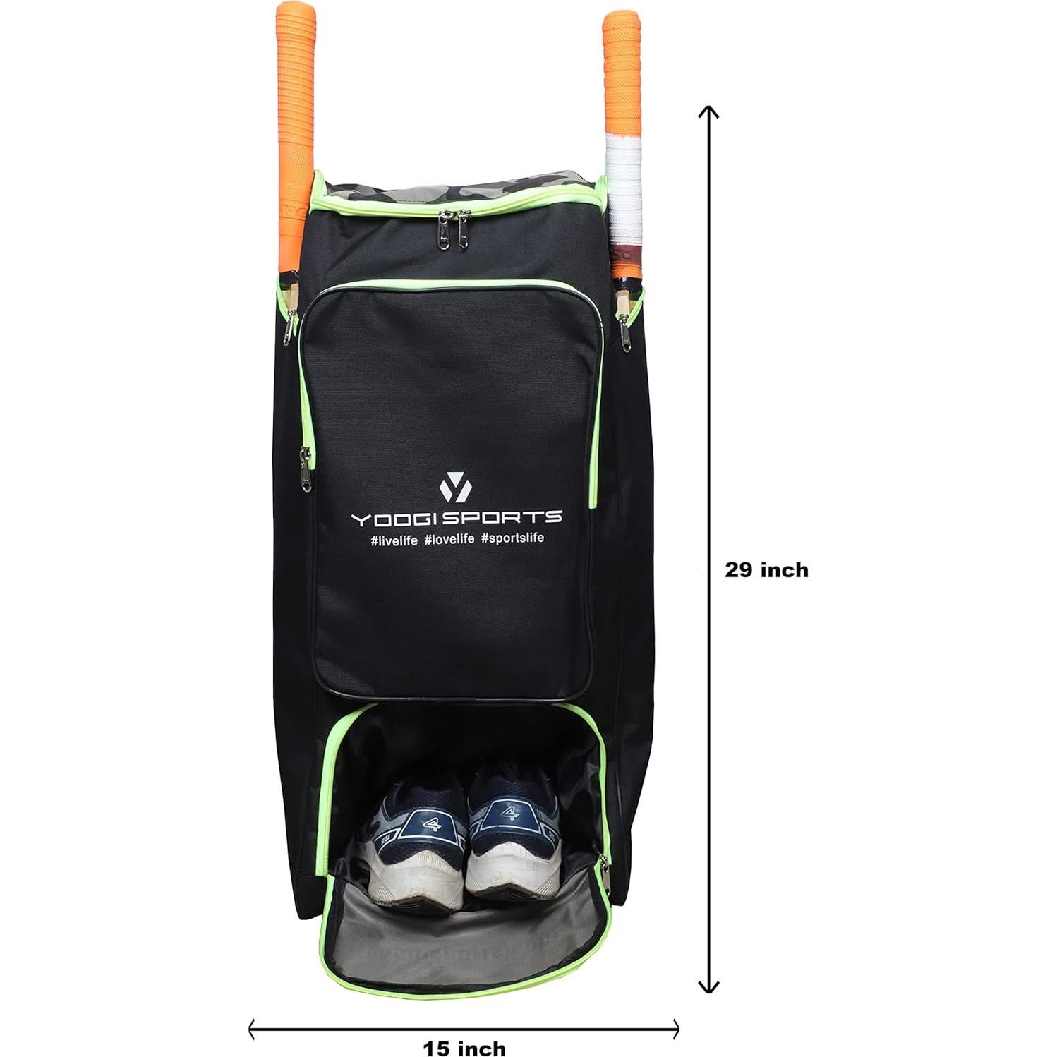 Bolsa de Kit de Cricket Yoogi Sports Verde con 2 Compartimentos