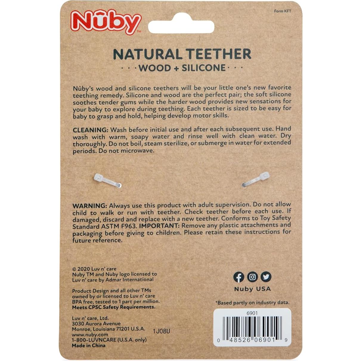 Mordedor de Dentición Nuby Elefante Gris 3M+ Madera y Silicona